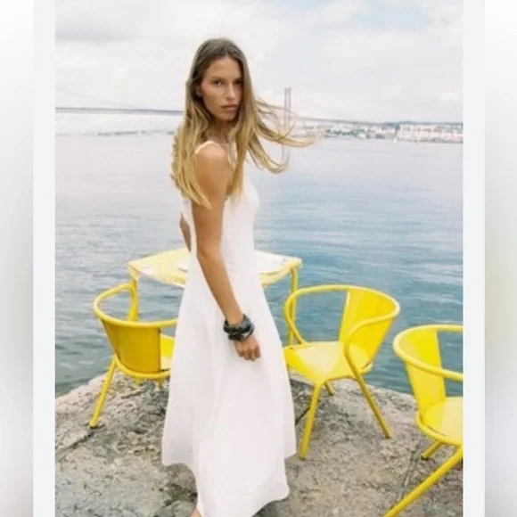 Zara NWT white linen blend midi dress 3269/709 - Picture 4 of 13